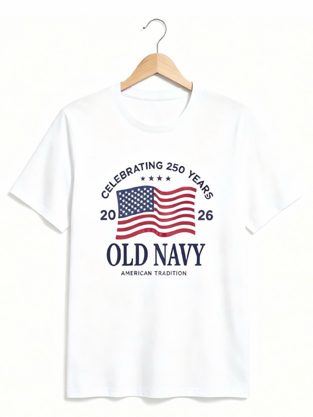 Old Navy White Graphic Crewneck Tee with Navy Print